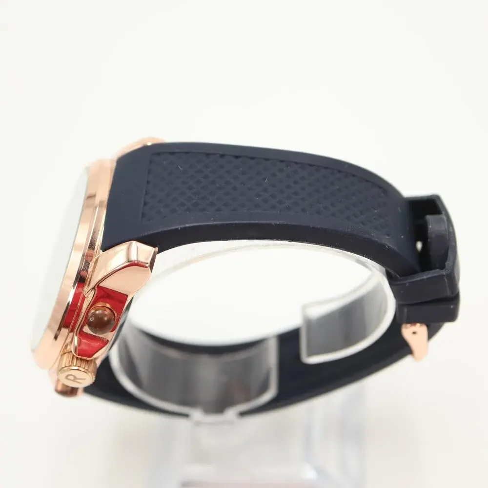 Kenneth Cole Reaction Mens Ana Digi Rose Gold Blue Tone 47mm Watch w New Battery